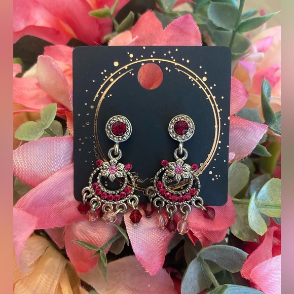 Jewelry - Elegant Silver and Pink Dangle Earrings